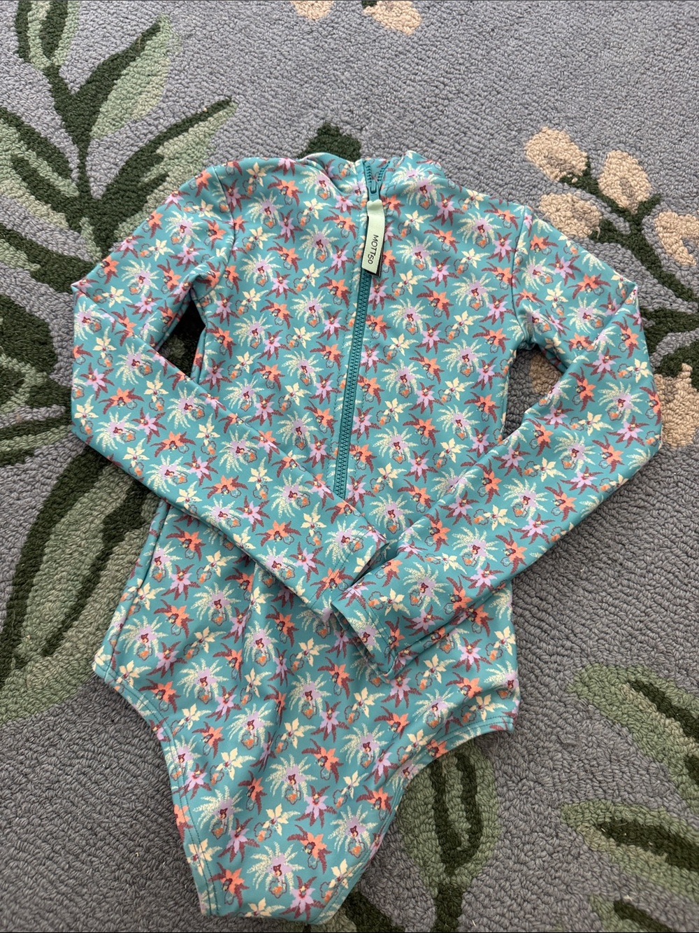 Mott50 Aqua Floral Long-Sleeve Zip Rashguard